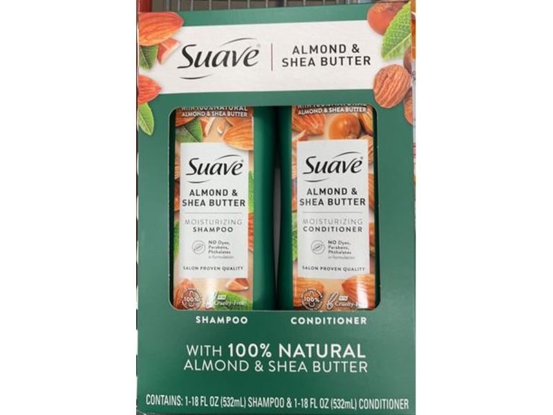 Suave Moisturizing Shampoo & Conditioner, Almond & Shea Butter, 18 fl oz/532mL