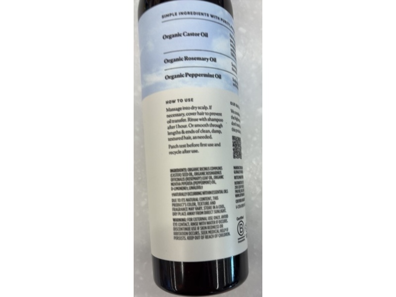 Sky Organics Organic Castor Oil, Rosemary Oil, 6 fl oz/177 mL