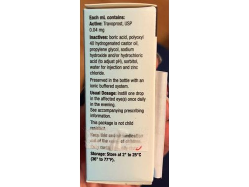 Travoprost Ophthalmic Solution, Usp 0.004%, 2.5 mL Mylan