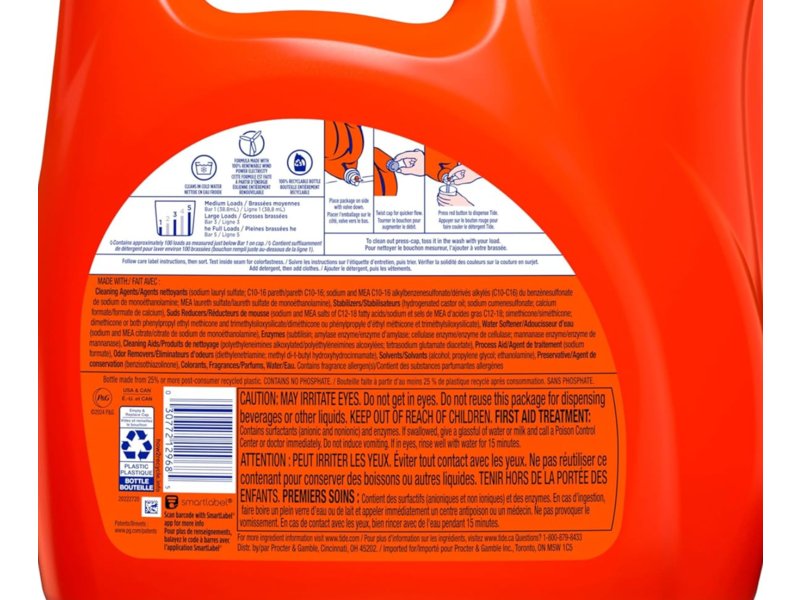 Tide Laundry Detergent, Iris Bouquet, 100 Loads, 132 fl oz/3.9 L