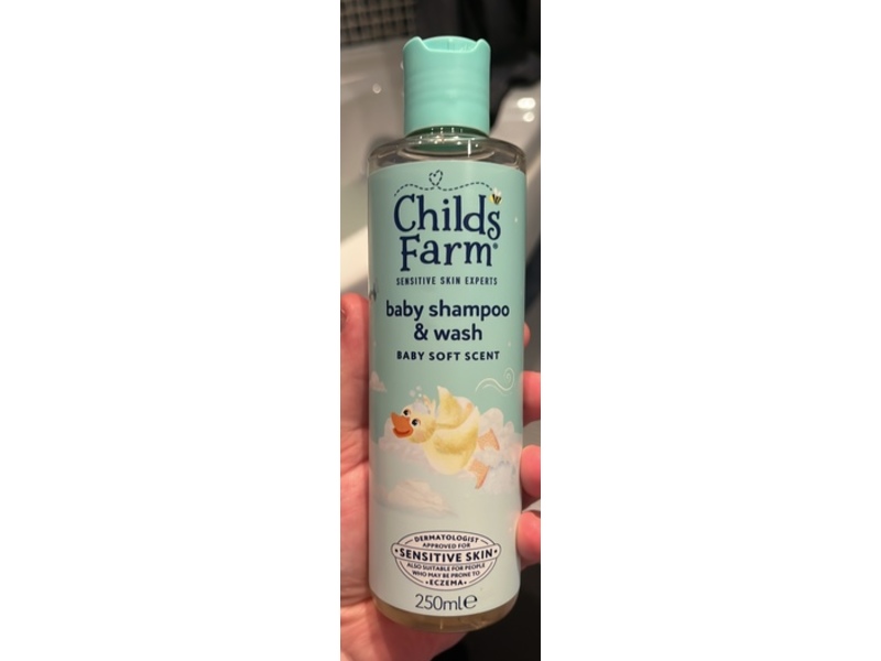 Childs Farm Sensitive Skin Experts Baby Shampoo & Wash, Baby Soft Scent, 250 mL