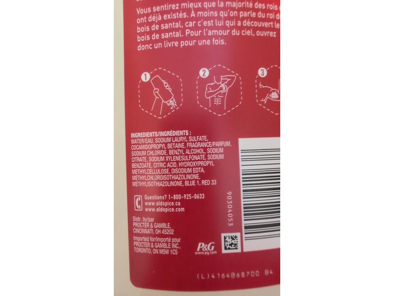 Old Spice Timber Body Wash, Sandalwood, 30 fl oz/887 mL, Pack Of 4