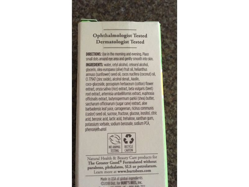 Burt's Bees Eye Cream, Sensitive, 0.5 oz