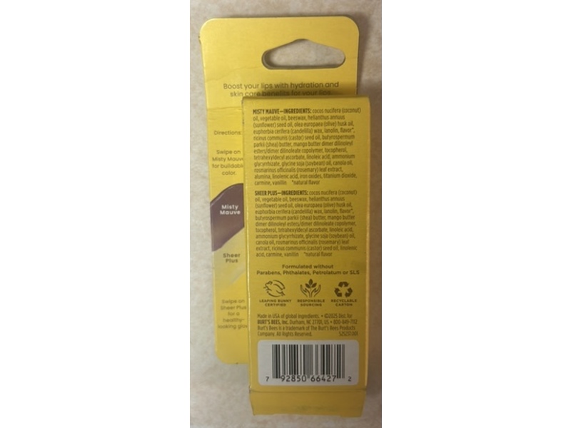 Burt's Bees Boosted Lips Lip Balm Duo, Misty Mauve & Sheer Plus, 0.16 oz/4.53 g