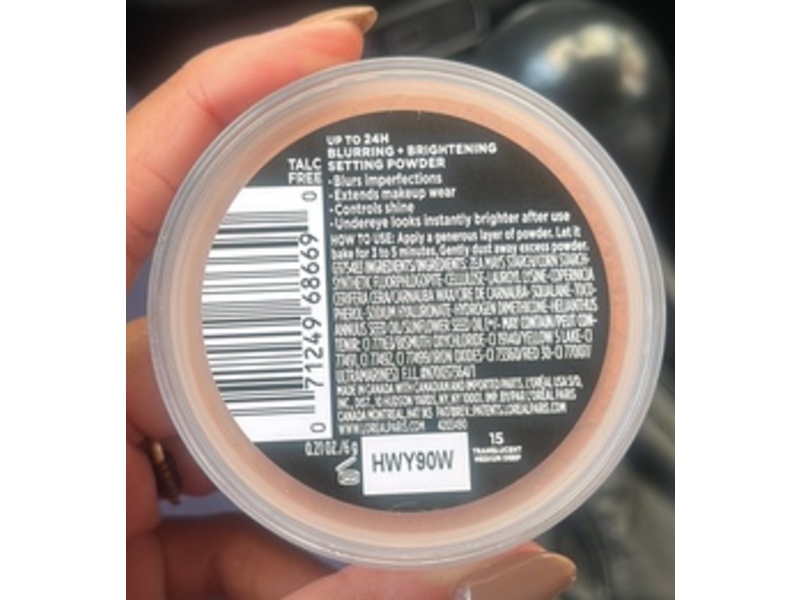 L'Oreal Paris Infallible Blur-Fection Loose Setting Powder, 15 Translucent Medium Deep, 0.21 oz/6 g