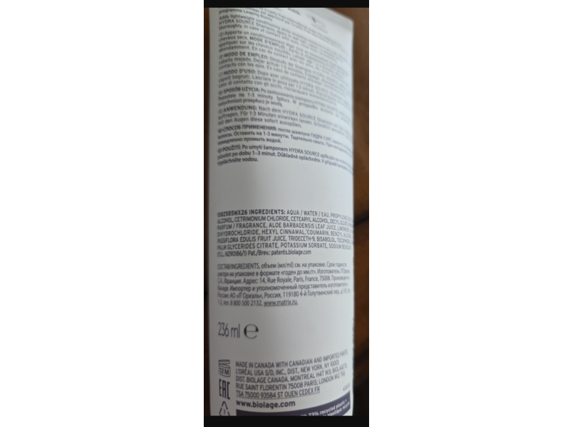 Biolage Hydra Source Conditioning Balm, Aloe, 8 fl oz/236 mL