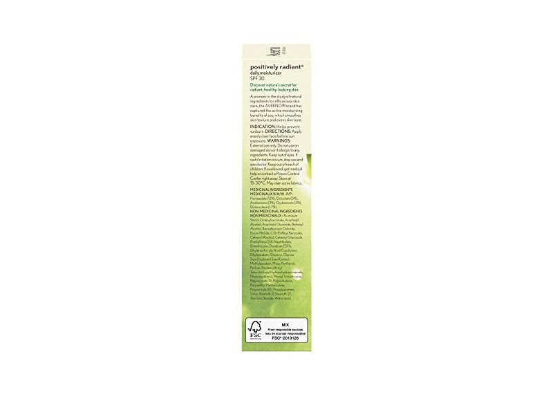 Aveeno Positively Radiant Daily Moisturizer, SPF 30, 73ml