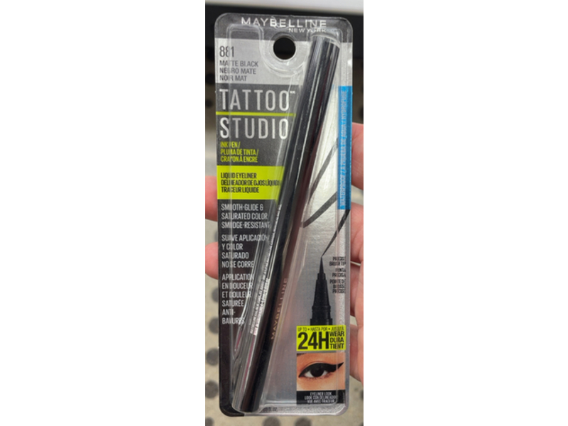 Maybelline New York Tattoo Studio Liquid Eyeliner, 881 Matte Black, 0.03 fl oz/1 mL