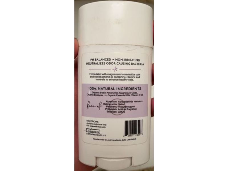 Just Ingredients Magnesium Deodorant, Jasmine Bloom, 3.1 oz