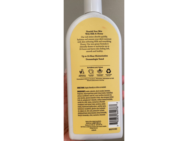 Burt's Bees Body Lotion, Milk & Honey, 12 oz/340.1 g