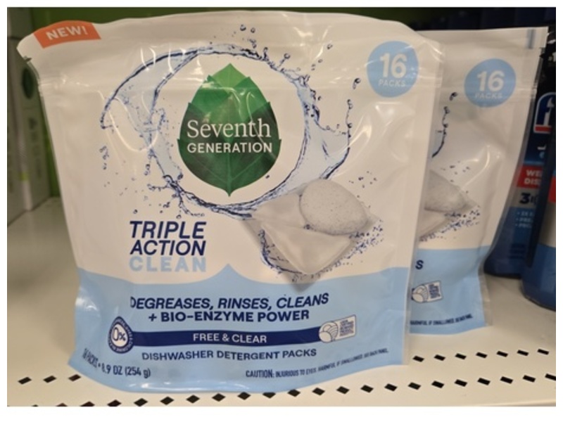 Seventh Generation Dishwasher Detergent Packs, Free & Clear, 8.9 oz/254 g, 16 Count