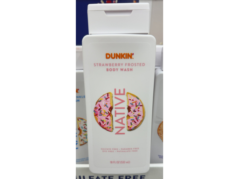 Native Dunkin Body Wash, Strawberry Frosted, 18 fl oz/532 mL