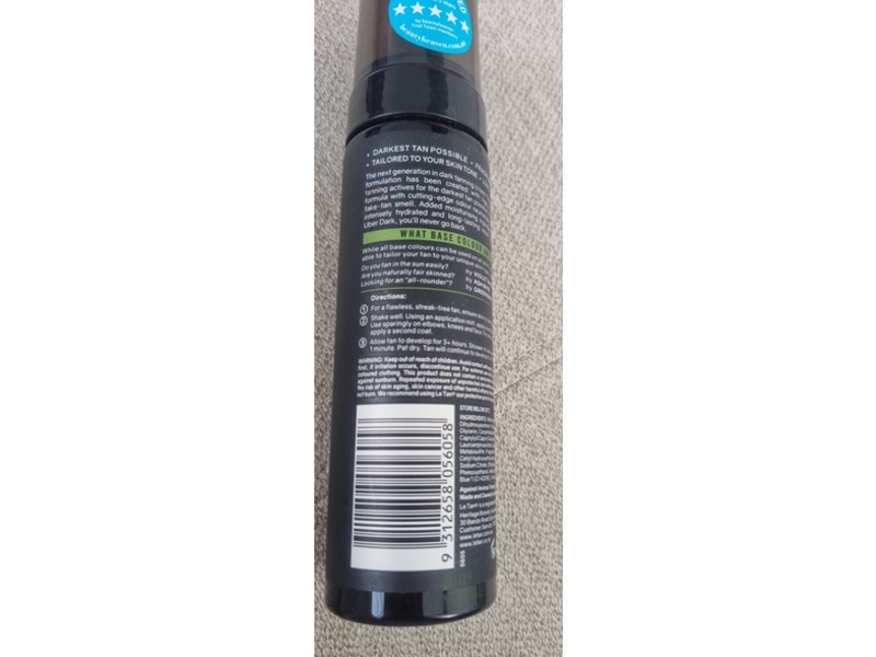 Le Tan Uber Dark Next Generation Dark Salon Quality Self Tanning Foam, Gren Base, 6.7 fl oz/200 mL
