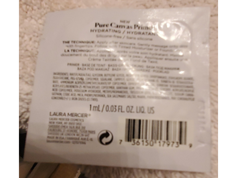 Laura Mercier Pure Canvas Primer, Hydrating, 0.03 fl oz/1 mL