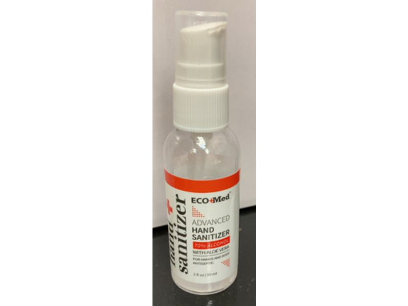 Eco+Med Advanced Hand Sanitizer, Aloevera, 2 fl oz/59 mL