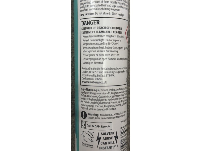 Sainsbury's Firm Hold Mousse Curl & Frizz Control, 200 mL