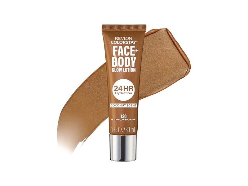 Revlon Colorstay Face+Body Glow Lotion, 130 If You Glow You Glow Coconut Scent, 1 fl oz/30 mL
