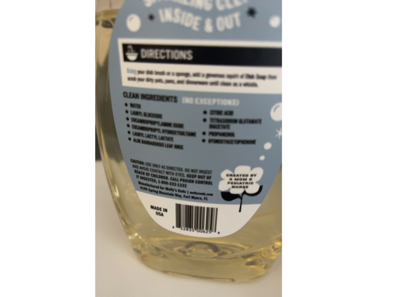 Molly's Suds Dish Soap, Unscented, 24 fl oz, 2 Count