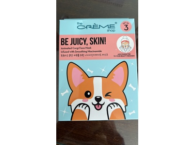 The Creme Shop Be Juicy, Skin! Animated Corgi Face Mask, Niacinamide, 2.65 oz/75 g, Pack Of 3