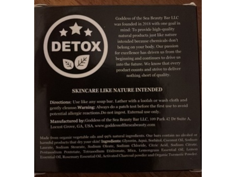 Goddess Of The Sea Beauty Detox & Cleanse Soap Bar, Turmeric & Charcoal, 4 oz