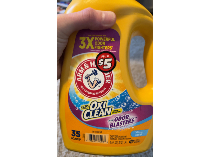 Arm & Hammer Plus OxiClean with Odor Blasters Liquid Laundry Detergent, Fresh Burst, 45 Loads 5 fl oz/1.34 L