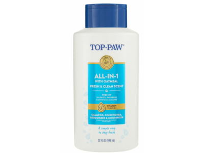 Top.Paw All-In-1 Shampoo + Conditioner + Deodoeizer & Moisturizer, Fresh & Clean Scent, 32 fl oz/946 mL