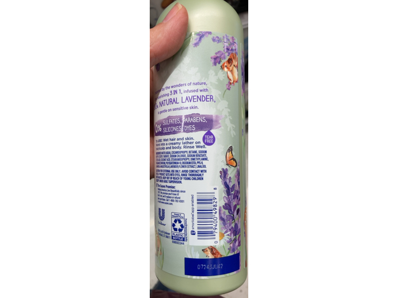 Suave Kids 3-In-1 Shampoo, Conditioner & Body Wash, Lavender, 16.5 fl oz/488 mL, Pack Of 2