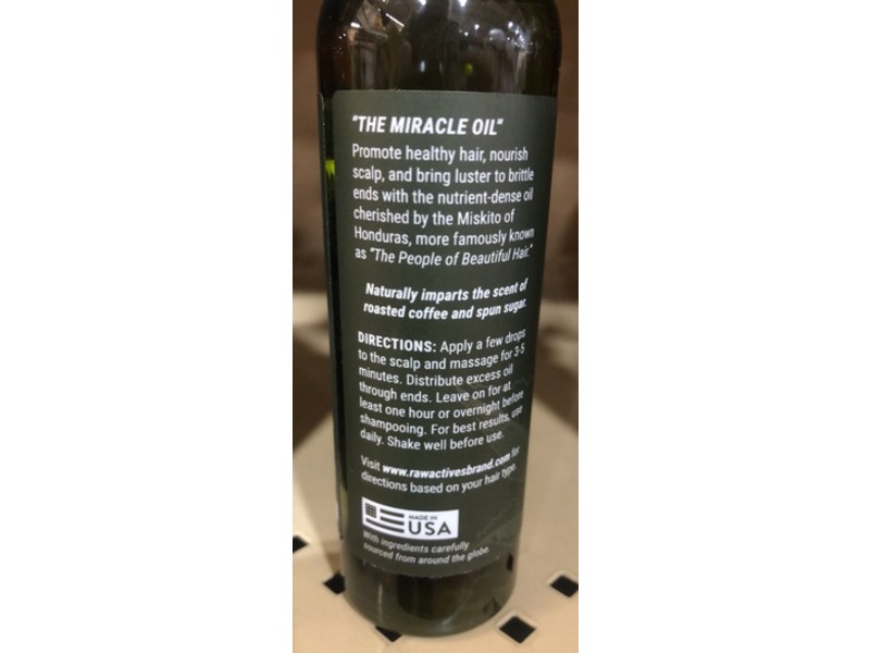 Raw Actives Cold Pressed Batana Oil, 4 fl oz/118 mL