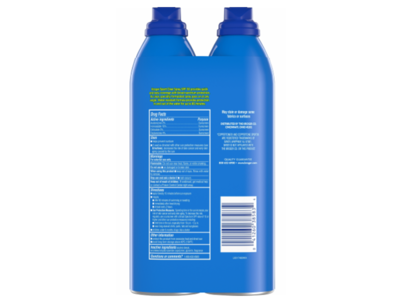 Kroger Sport Sunscreen, SPF 30, 20 oz/566 g, Pack Of 2