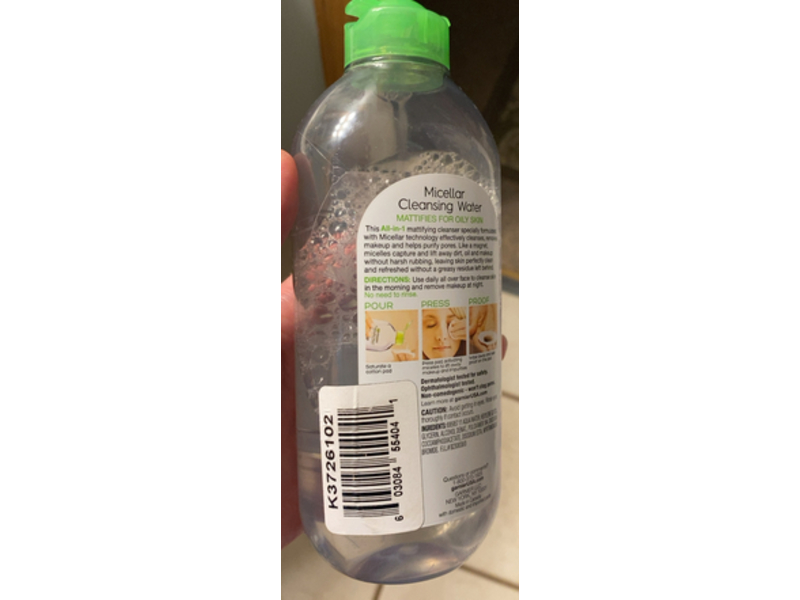Garnier SkinActive Micellar Cleansing Water, All-in-1 Mattifying, 13.5 fl oz/400 mL