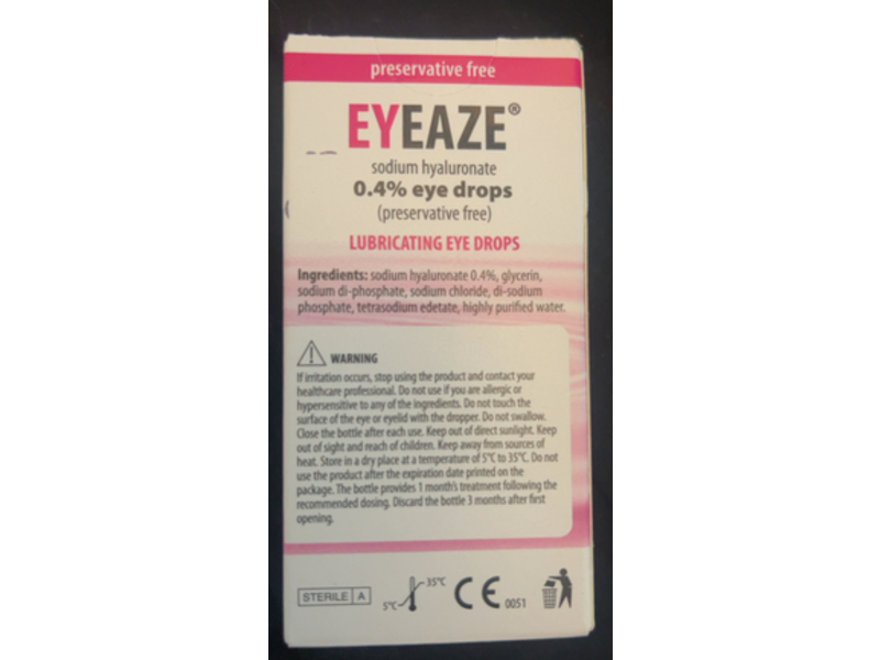 Ridge Pharma Eyeaze Sodium Hyaluronate 0.4% Eye Drops, 10 mL