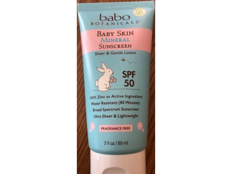 Babo Botanicals Baby Skin Mineral Sunscreen Lotion, Fragrance Free, 3 fl oz/89 mL