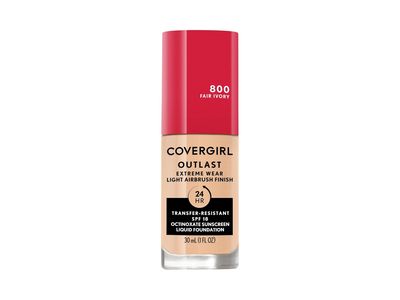 Covergirl Outlast Extreme Wear Liquid Foundation, SPF 18, 800 Fair Ivory, 1 fl oz/30 mL