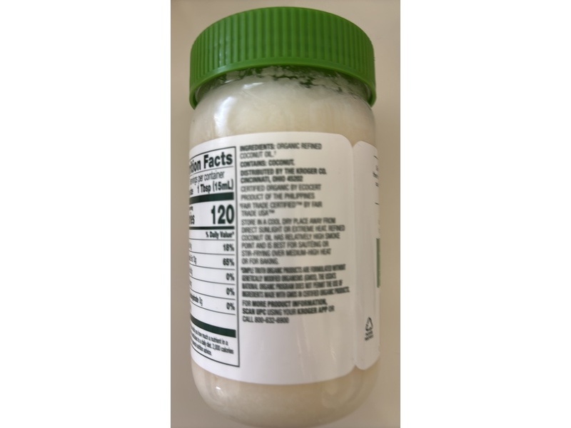 Simple Truth Organic Refined Coconut Oil, 14 fl oz/414 mL