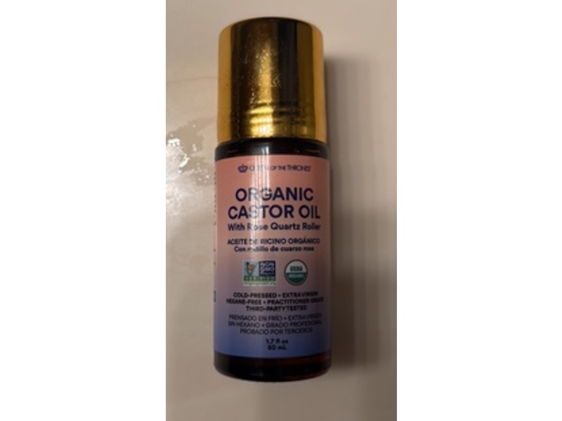 Queen Of The Thrones Organic Castor Oil, Rose Quartz Roller, 1.7 fl oz/50 mL