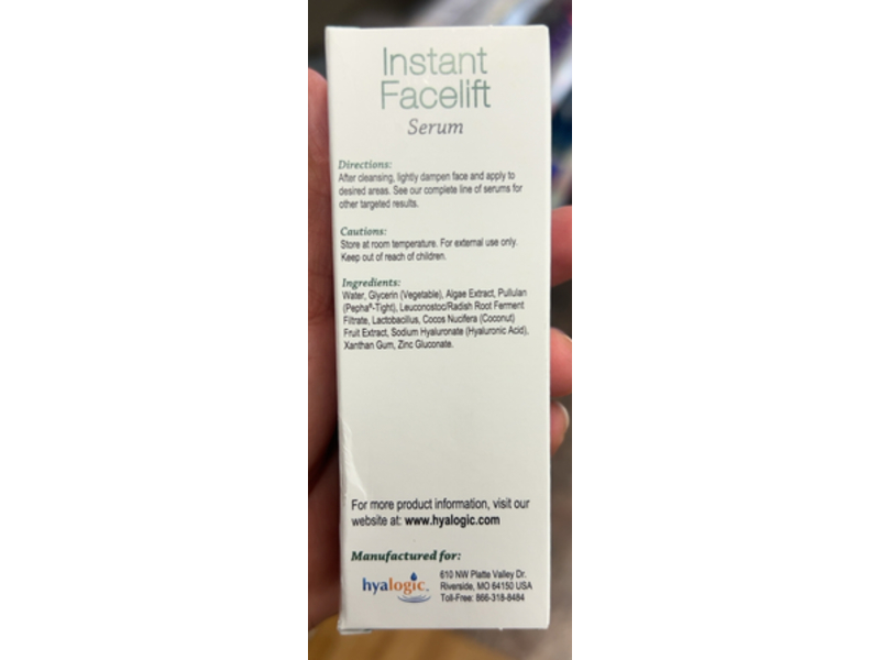 Hyalogic Instant Facelift Face Serum, Hyaluronic Acid & Pepha-Tight, 0.47 fl oz/13.5 mL