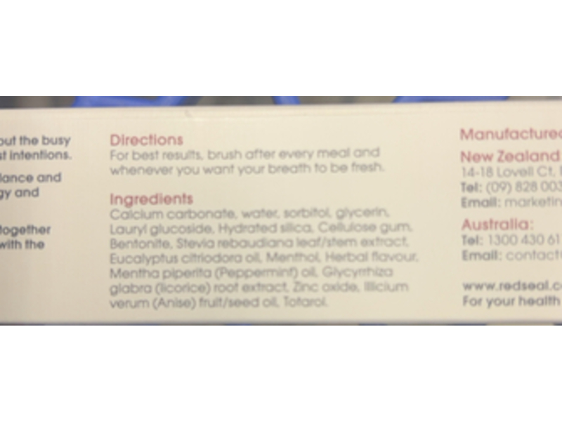 Red Seal Natural Toothpaste, Mild Mint Flavor, 3.88 oz/110 g