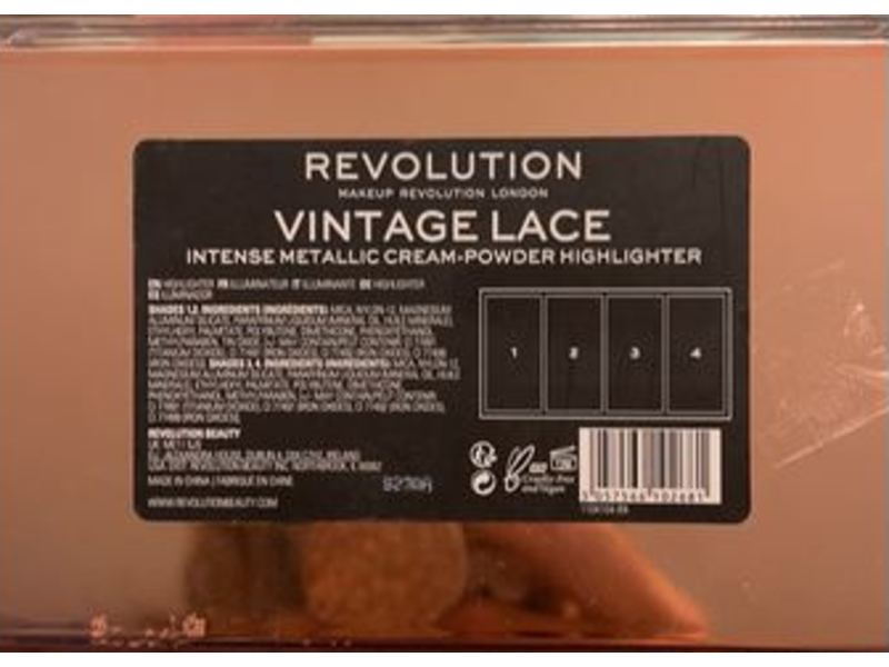 Revolution Intense Metallic Cream-Powder Highlighter Palette, Vintage Lace, 0.18 oz/5 g