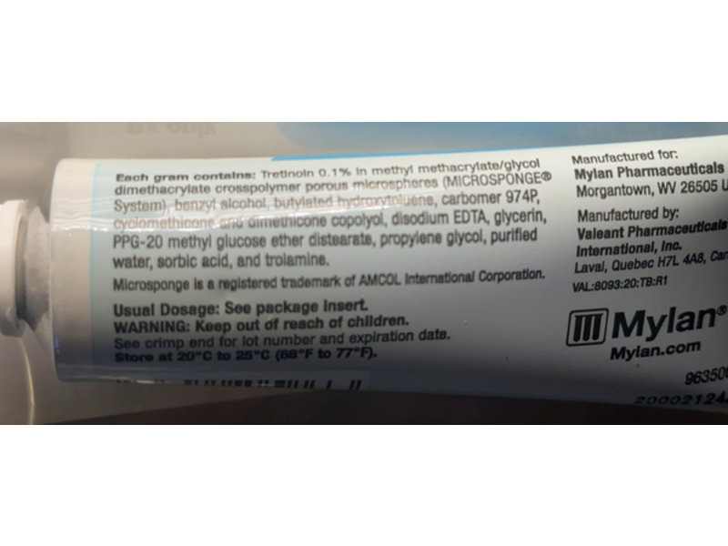 Tretinoin 0.1 % Gel Microsphere, 20 g. Mylan (RX)