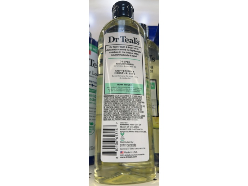 Dr Teal's Moisturizing Glow & Hydrate Bath & Body Oil, Ceramides & Avocado Oil, 8.8 fl oz/260 mL