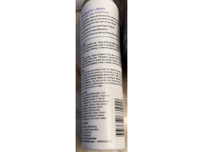 Fds Intimate Body Dry Deodorant Spray, Baby Powder, 2 oz/56 g, Pack Of 3