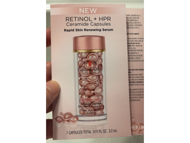 Elizabeth Arden New York Rapid Skin Renewing Ceramide Serum Capsules, Retinol + HPR, 0.11 fl oz/3.2 mL, 7 Count