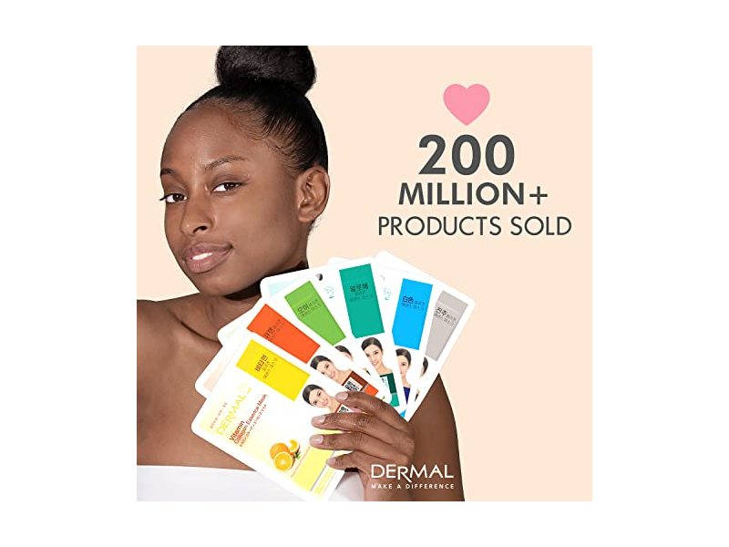 DERMAL 12 Set Collagen Essence Mask Sheet | Sodium Hyaluronate & Hydrolyzed Collagen |