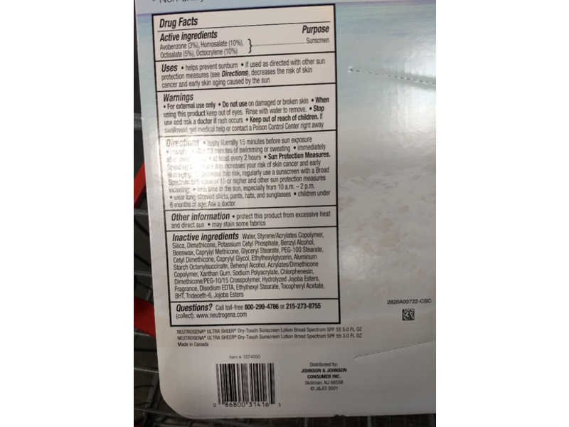 Neutrogena Ultra Sheer Dry-Touch Sunscreen Lotion, SPF 55, 8 fl oz/235 mL