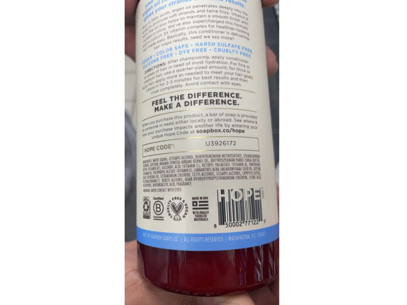 Soapbox Anti Frizz Conditioner, Argan Oil, 33.8 fl oz/1 L