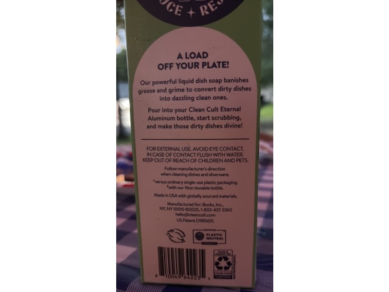 Cleancult Dish Soap Refill, Fresh Basil, 32 fl oz/946 mL
