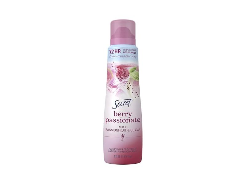Secret Antiperspirant Deodorant, 72Hr, Berry Passionate, Passionfruit & Guava, 4.1 oz/116 g