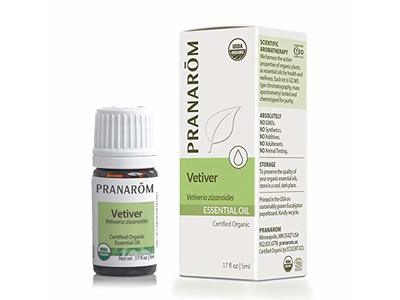 Pranarom Certified Organic Essential Oil, Vetiver, 0.17 fl oz/5 mL