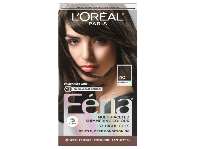 L'Oreal Paris Feria Multi-Faceted Shimmering Permanent Hair Color Kit, 40 Espresso, 1 Application