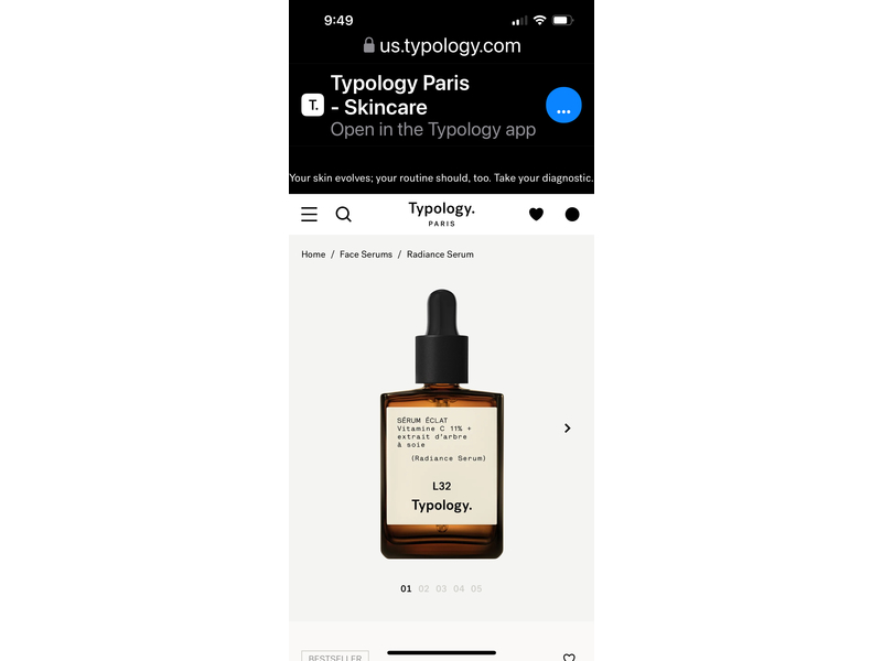 Typology Radiance Serum, Vitamin C, 30 mL